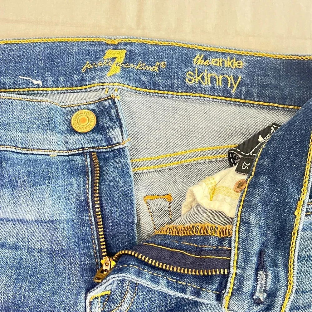 7 For All Mankind The Ankle Skinny‎ Jeans Womens 25 Blue Denim Cotton Stretch